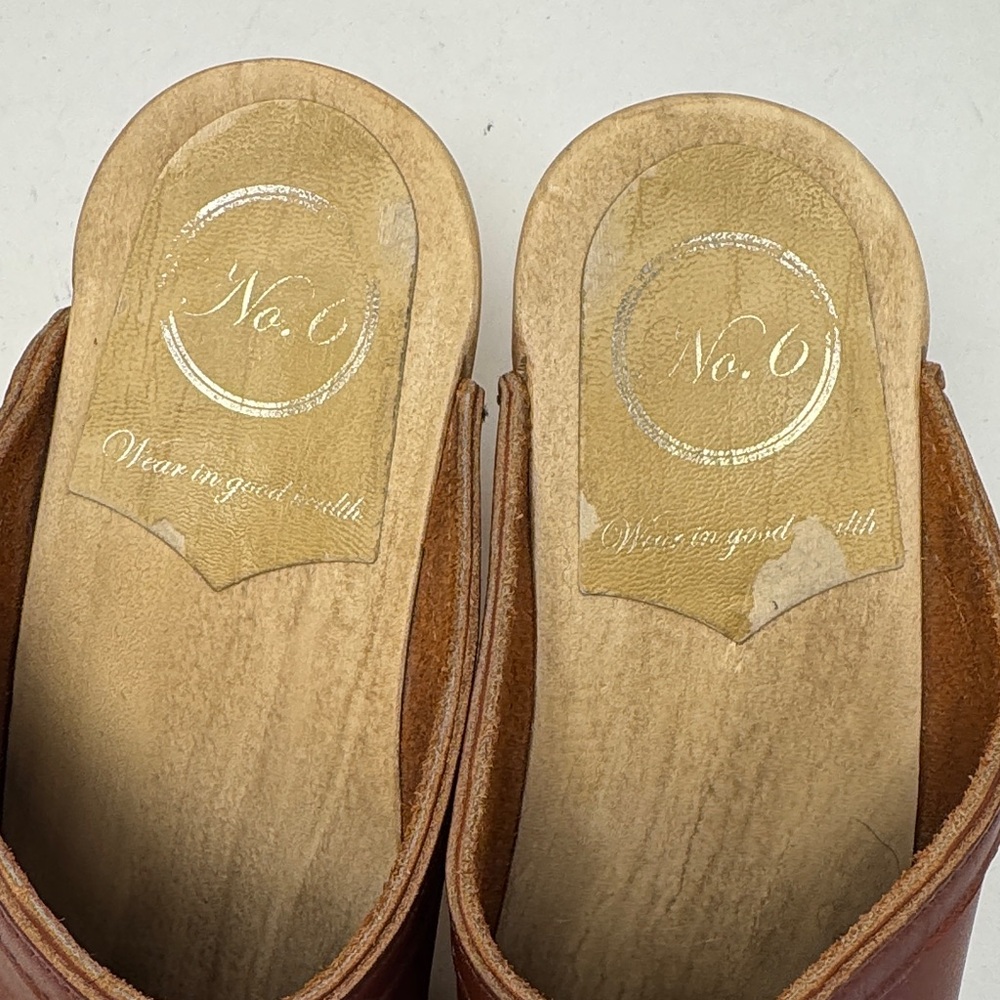NO.6 STORE Old School Clog on High Heel in Bourbon Leather Wooden 3" Heel Size38 - Picture 4 of 14